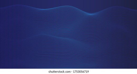 Blue digital waves background. Big data, technology, web banner.
