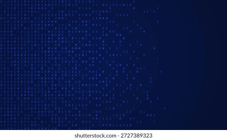 Los dígitos azules forman un patrón de remolino circular hecho de números binarios en la pantalla digital