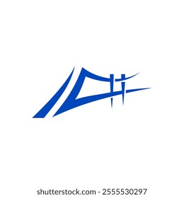 Blue Dimensional Abstract Bridge Road Business Finance Logo Design Vector