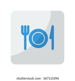 Blue Dinner icon on grey rounded square button on white