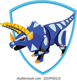 blue dino triceratops logo. simple