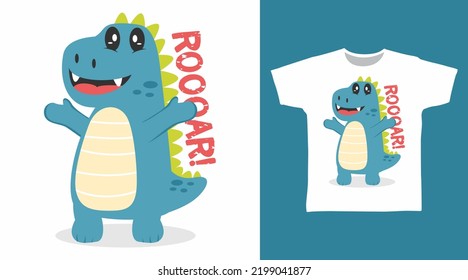 Blue dinosaur cartoon tshirt art designs