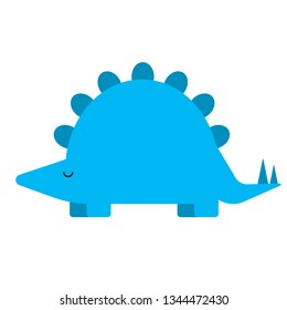 Blue dinosaur flat illustration on white