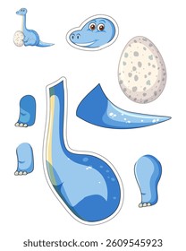 blue dinosaur with giant egg paper cut creative printable activity for kids