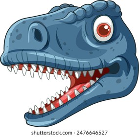 Blue dinosaur head with sharp teeth