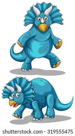 Blue dinosaur with horns illustration