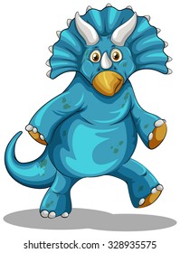 Blue dinosaur with horns illustration