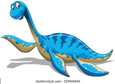 Blue dinosaur with long neck illustration