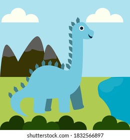 blue dinosaur in the mountains