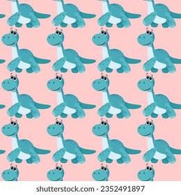 Blue dinosaur seamless baby pattern