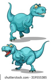 Blue dinosaur with sharp teeth illustration