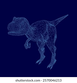 Blue dinosaur is shown in a blue background. The dinosaur is a large, long necked creature with a long tail.