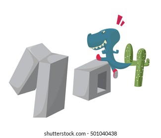 blue dinosaurus jumping rock 