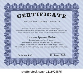 Blue Diploma. Artistry design. Easy to print. Customizable, Easy to edit and change colors. 