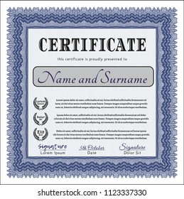 Blue Diploma. With background. Perfect design. Vector illustration. 