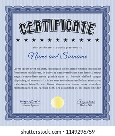 Blue Diploma or certificate template. Good design. With quality background. Customizable, Easy to edit and change colors. 
