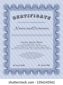 Blue Diploma or certificate template. Good design. Customizable, Easy to edit and change colors. Printer friendly. 
