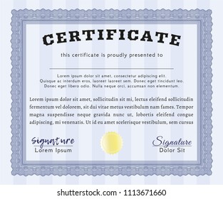  Blue Diploma or certificate template. With great quality guilloche pattern. Perfect design. Detailed. 