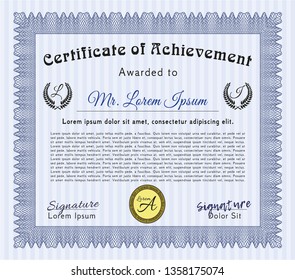 Blue Diploma or certificate template. Money Pattern design. Customizable, Easy to edit and change colors. With quality background. 