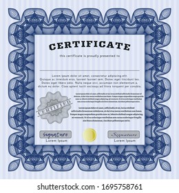 Blue Diploma or certificate template. With quality background. Customizable, Easy to edit and change colors. Good design. 
