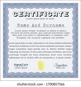 Blue Diploma. Complex background. Customizable, Easy to edit and change colors. Elegant design. 