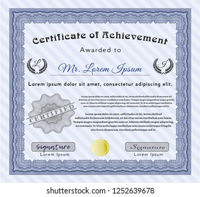 Blue Diploma. With complex background. Superior design. Customizable, Easy to edit and change colors. 