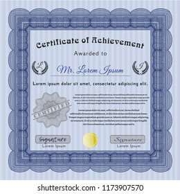 Blue Diploma. With complex linear background. Customizable, Easy to edit and change colors. Sophisticated design. 