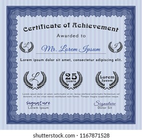 Blue Diploma. Customizable, Easy to edit and change colors. With background. Artistry design. 