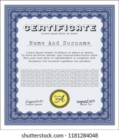 Blue Diploma. Customizable, Easy to edit and change colors. Printer friendly. Beauty design. 