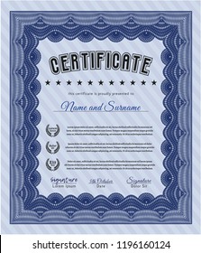 Blue Diploma. Customizable, Easy to edit and change colors. With guilloche pattern. Excellent design. 