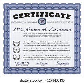 Blue Diploma. Customizable, Easy to edit and change colors. With great quality guilloche pattern. Perfect design. 