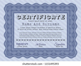 Blue Diploma. Detailed. Printer friendly. Money Pattern. 