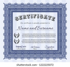 Blue Diploma. Detailed. Printer friendly. Superior design. 