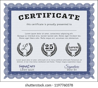 Blue Diploma. Easy to print. Artistry design. Customizable, Easy to edit and change colors. 