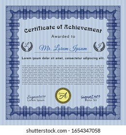 Blue Diploma. Easy to print. Perfect design. Detailed. 