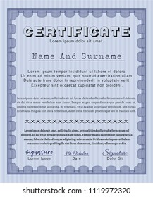 Blue Diploma. Modern design. Printer friendly. Vector illustration. 