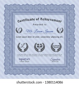 Blue Diploma. Money design. With guilloche pattern and background. Customizable, Easy to edit and change colors. 