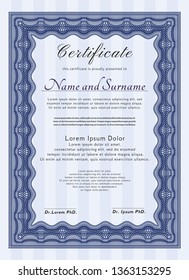 Blue Diploma. Perfect design. Customizable, Easy to edit and change colors. With background. 