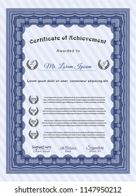 Blue Diploma. Printer friendly. Money Pattern. Customizable, Easy to edit and change colors. 