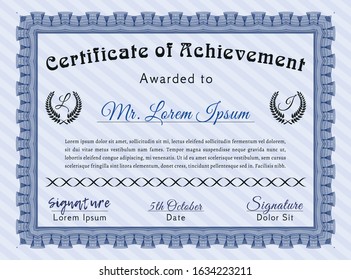 Blue Diploma. With quality background. Perfect design. Vector illustration. 