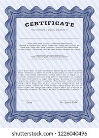 Blue Diploma. Retro design. With quality background. Detailed. 