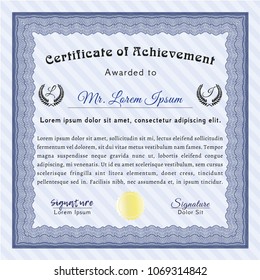 Blue Diploma Template Artistry Design Detailed Stock Vector (Royalty ...