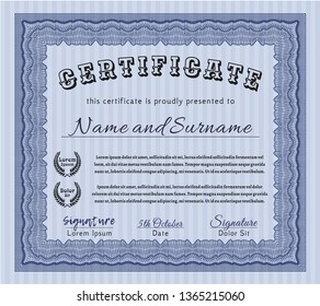 Blue Diploma template. With background. Superior design. Customizable, Easy to edit and change colors. 