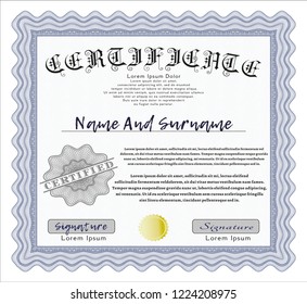 Blue Diploma template or certificate template. With background. Money design. Customizable, Easy to edit and change colors. 