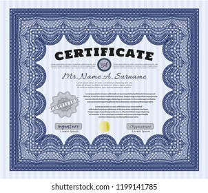  Blue Diploma template or certificate template. With complex linear background. Customizable, Easy to edit and change colors. Sophisticated design. 