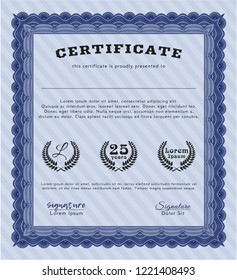 Blue Diploma template or certificate template. With complex linear background. Customizable, Easy to edit and change colors. Superior design. 