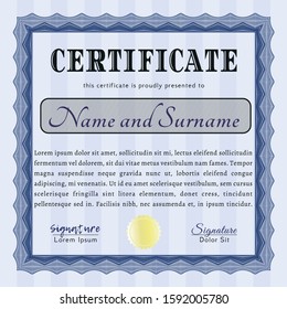 Blue Diploma template or certificate template. With complex background. Money Pattern. Customizable, Easy to edit and change colors. 