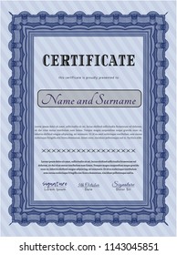 Blue Diploma template or certificate template. Customizable, Easy to edit and change colors. With complex background. Modern design. 