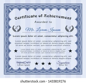 Blue Diploma template or certificate template. Easy to print. Cordial design. Customizable, Easy to edit and change colors. 
