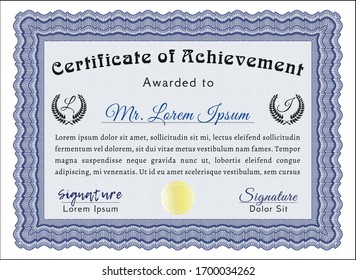 Blue Diploma template or certificate template. Easy to print. Beauty design. Customizable, Easy to edit and change colors. 